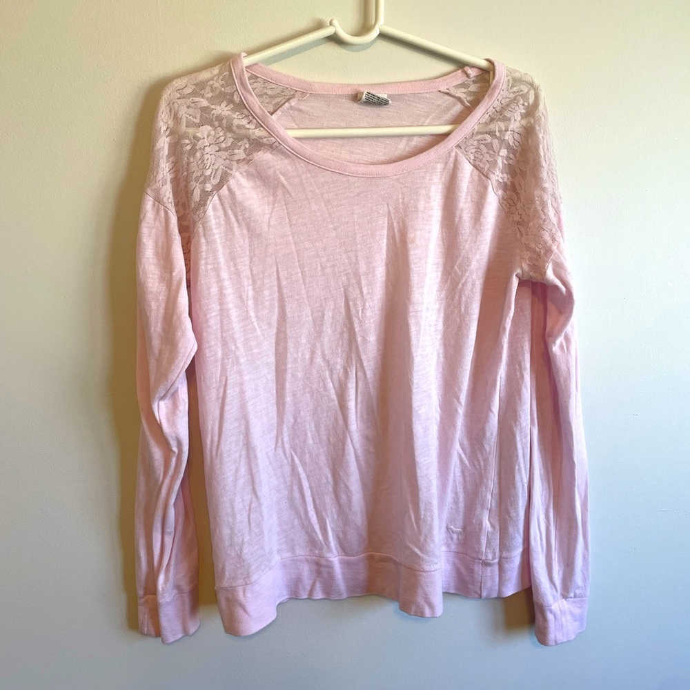 Lace shoulder VS PiNK long sleeve